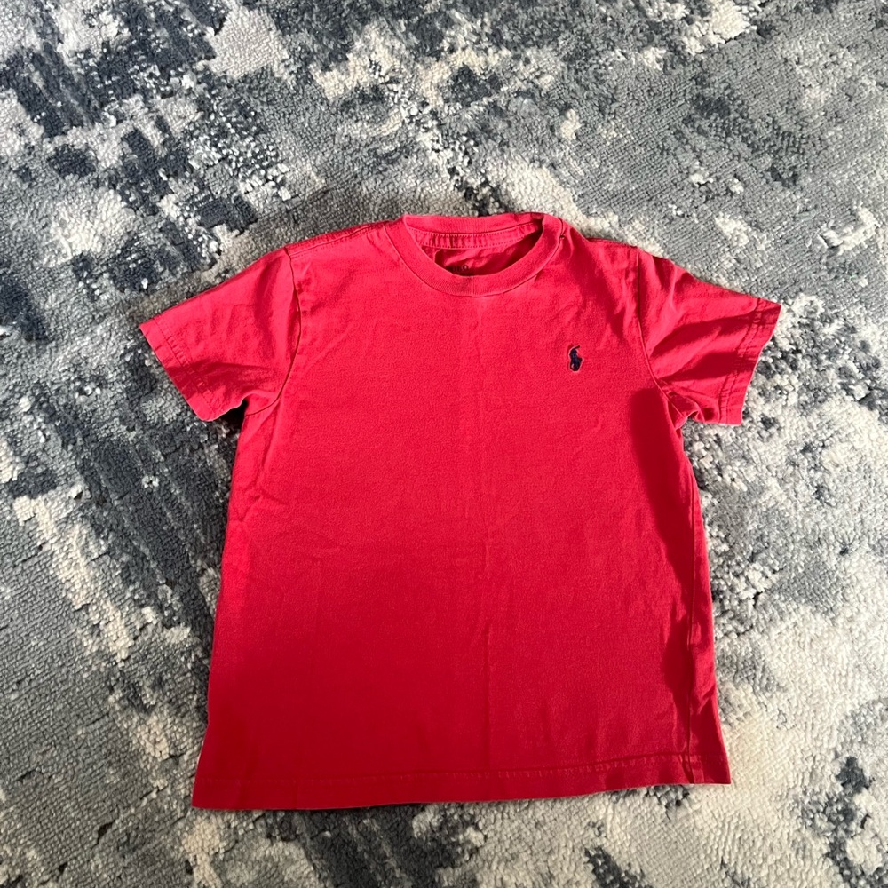 Ralph Lauren Red Crew Neck Tee with Navy Pony